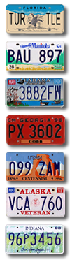 Amerikaanse nummerborden, kentekenplaten, license plates, usa